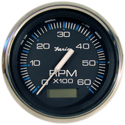 Faria Beede Instruments Chesapeake Black SS 4" Tachometer w/Hourmeter - 6,000 RPM (Gas - 33732